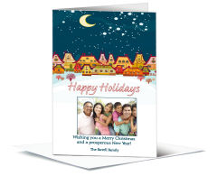 Happy Holidays Christmas Village Cards with photo  5.50